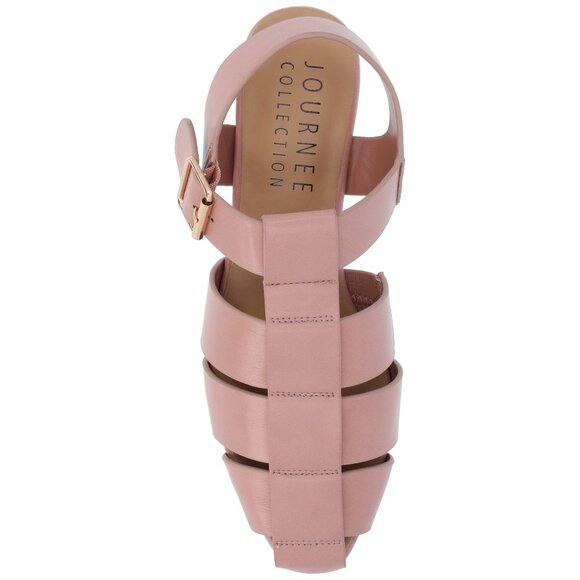 Journee Collection Womens Cailinna Caged Buckle Square Toe Flats Mauve Pink 8 US - Picture 4 of 6